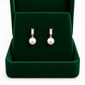 Ariadna | Pendientes perla circonita baguette dorado
