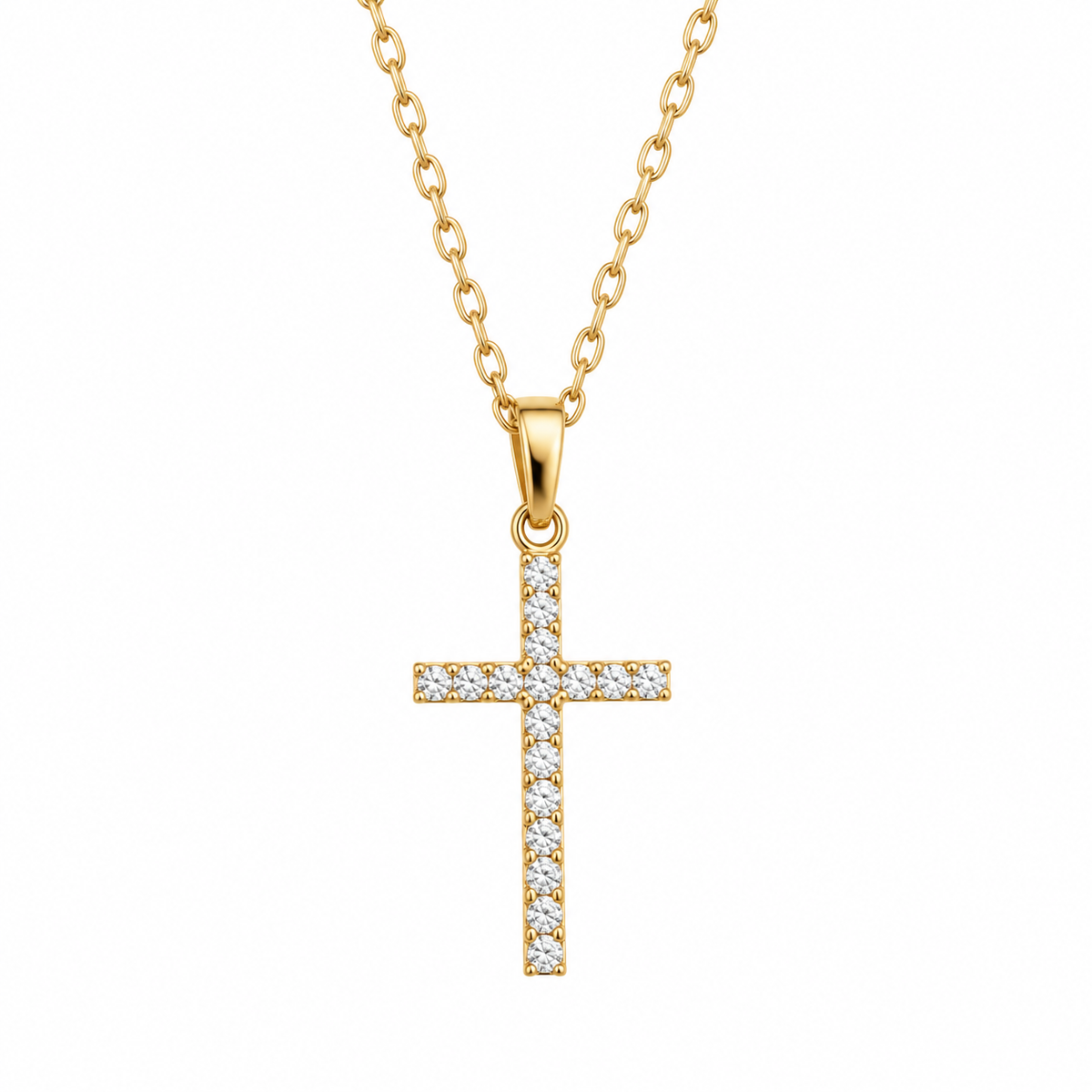 Aurelia | Collar cruz circonita dorado cadena fina