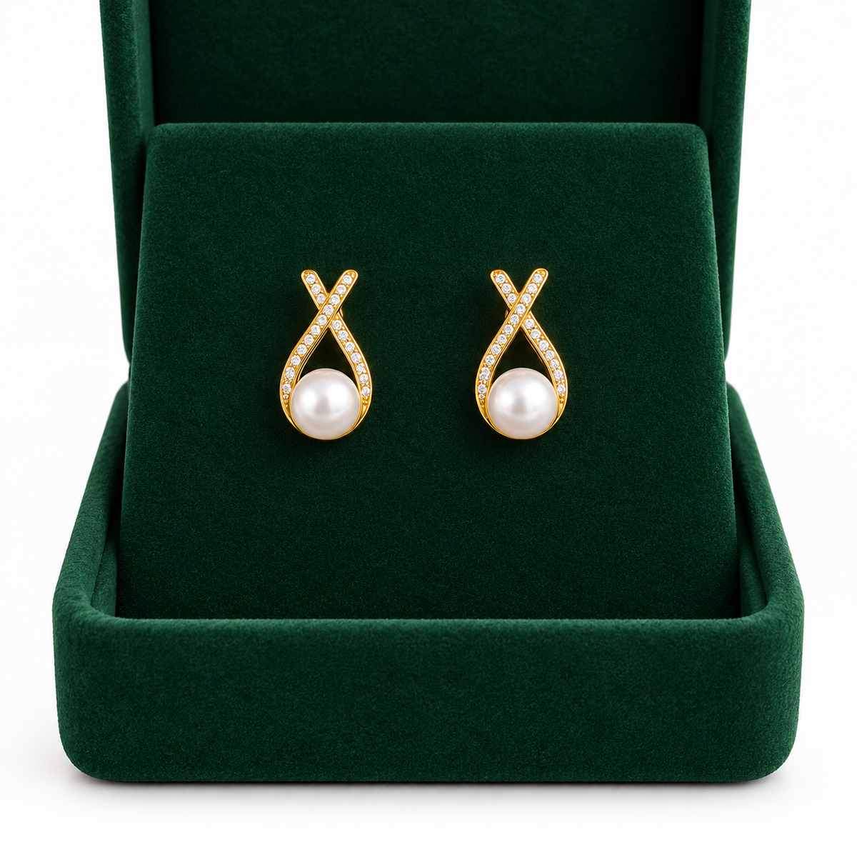 Estela | Conjunto collar pendientes perla circonita oro